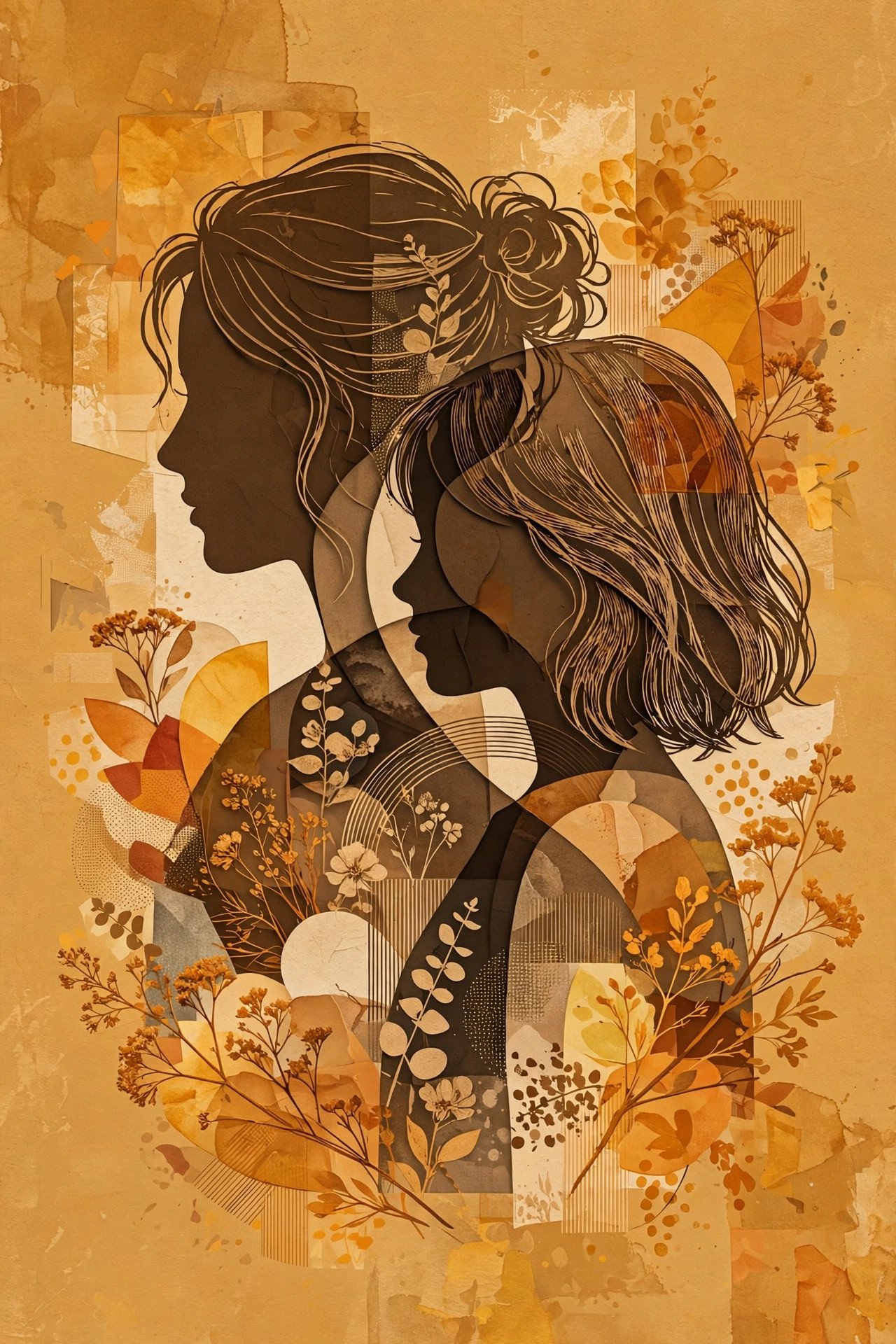 Editorial illustration of two sister silhouettes in warm amber tones, representing Sharelle Fuller and Shante Broadus