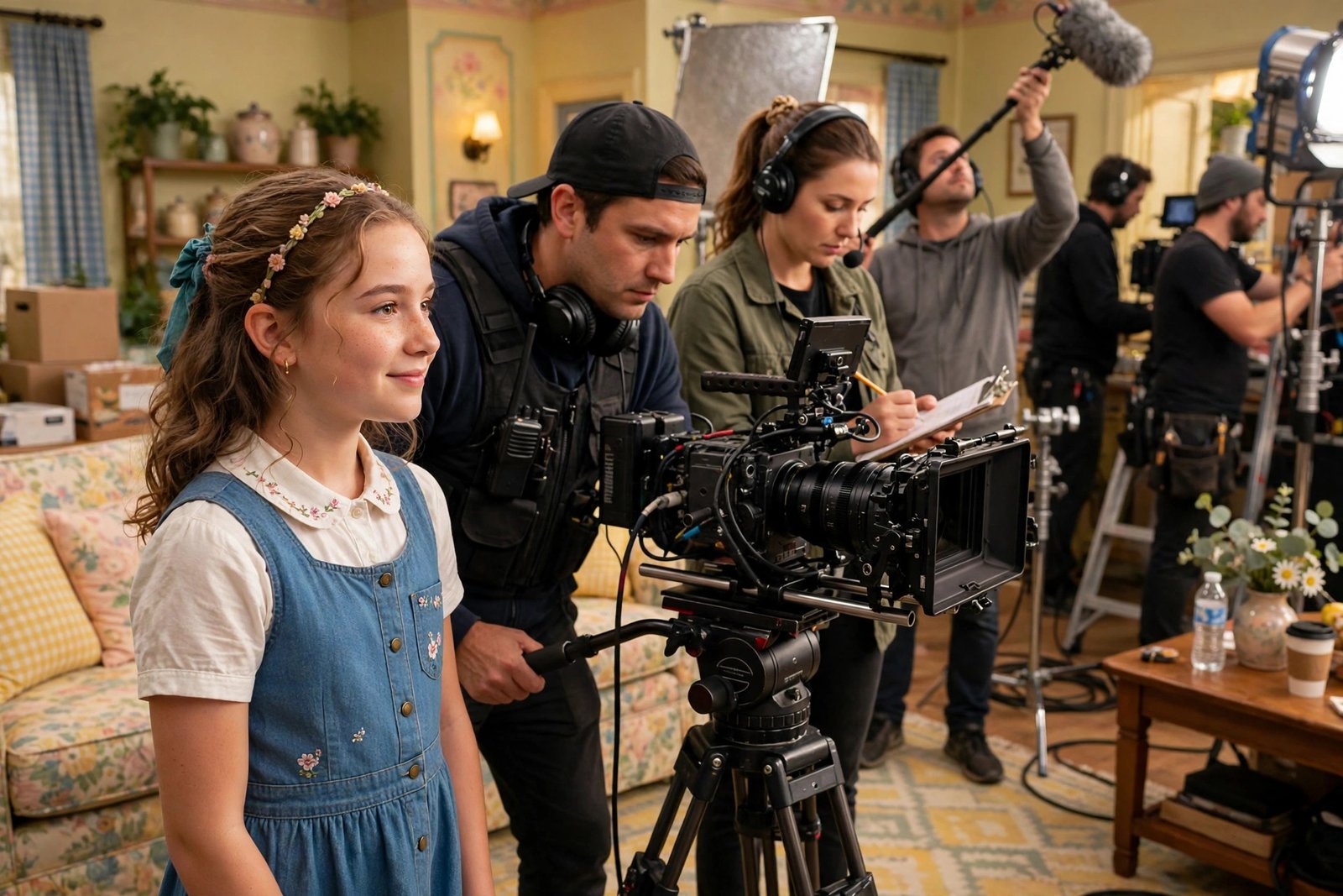 Behind the scenes of a comedy film set where Shea Joelle James began her acting career