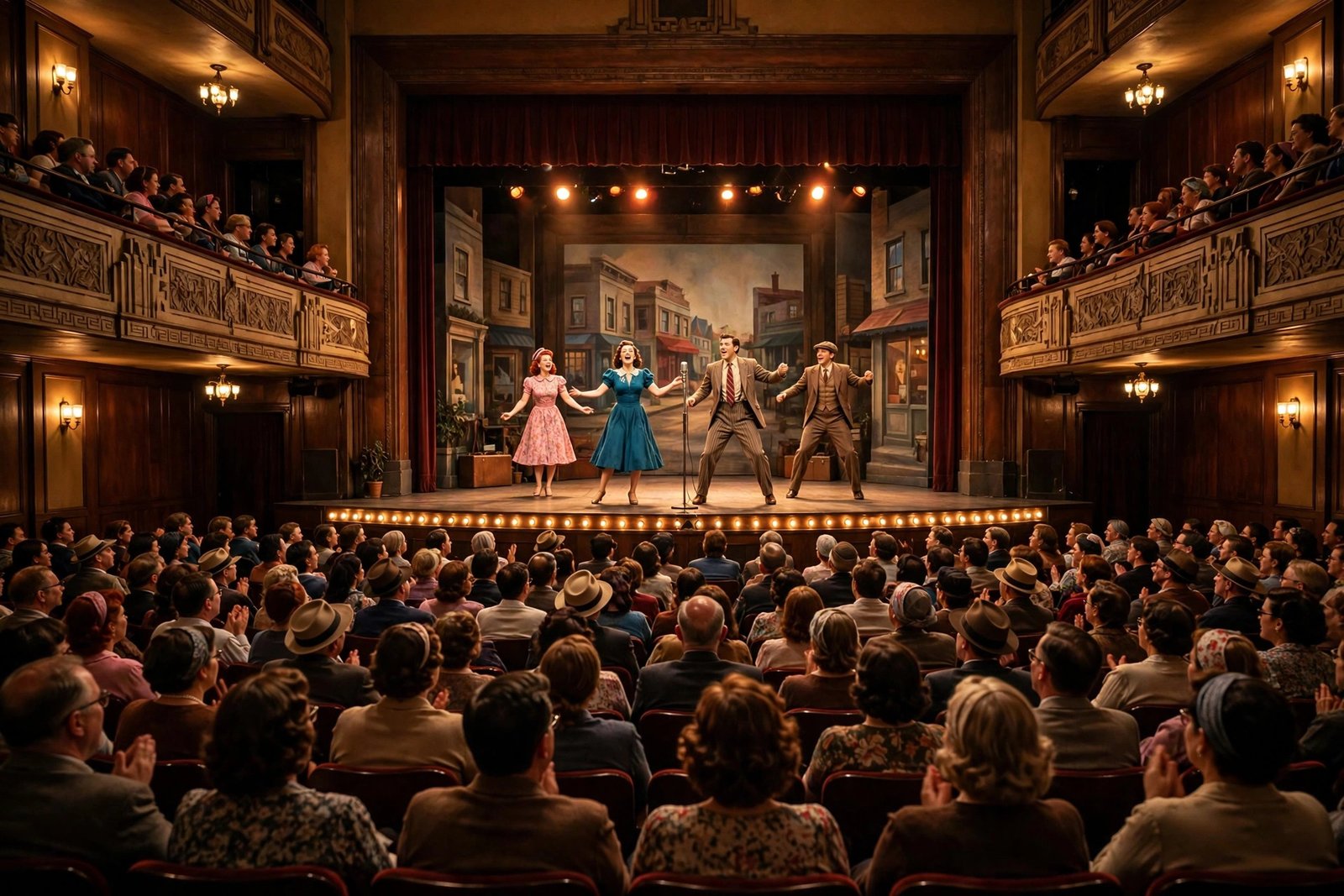Theater stage during a musical performance like Oliver!, in which Shea Joelle James played Bet